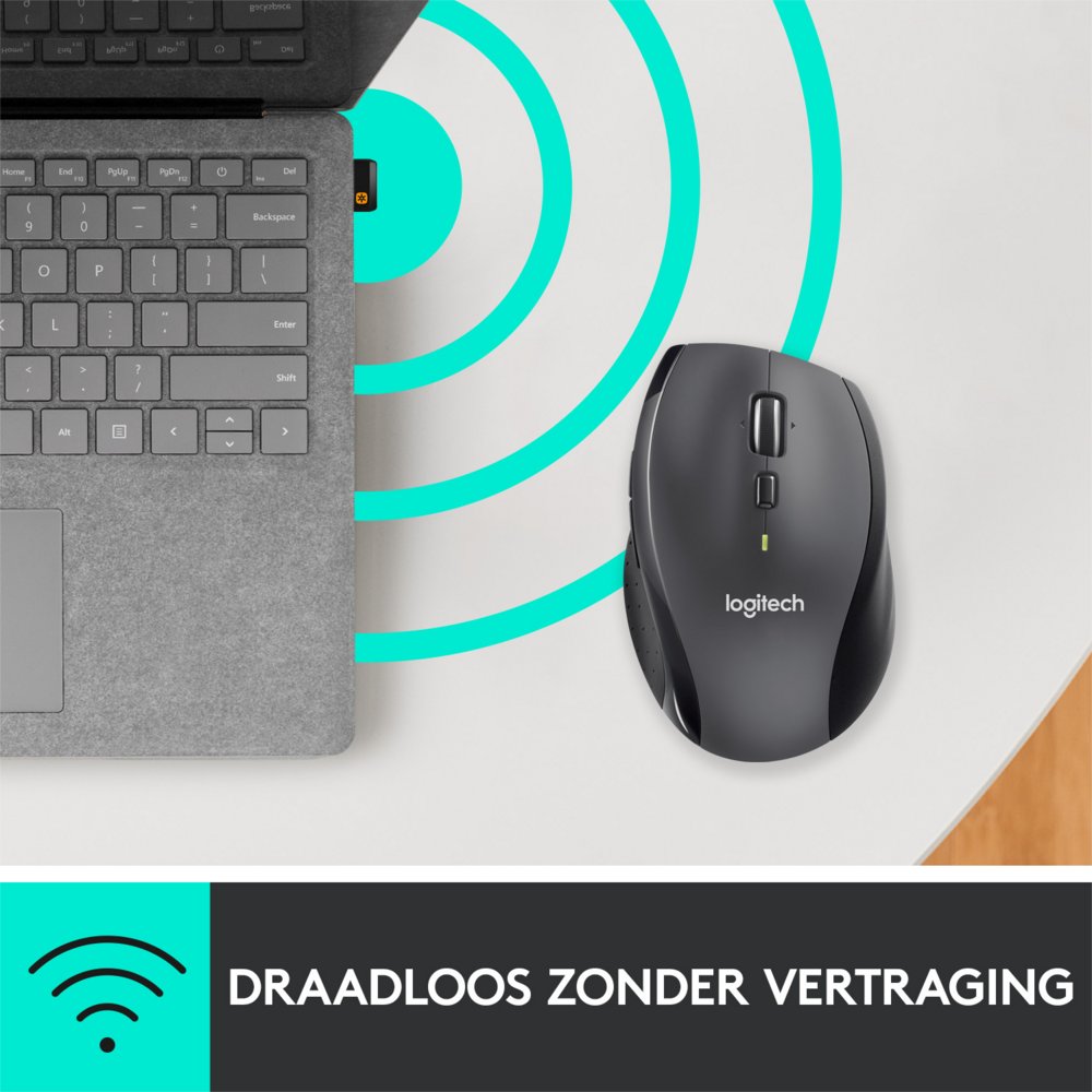Logitech Marathon M705 | Draadloze Muis | Rechtshandig | RF | 1000 DPI | Zwart - Afbeelding 9