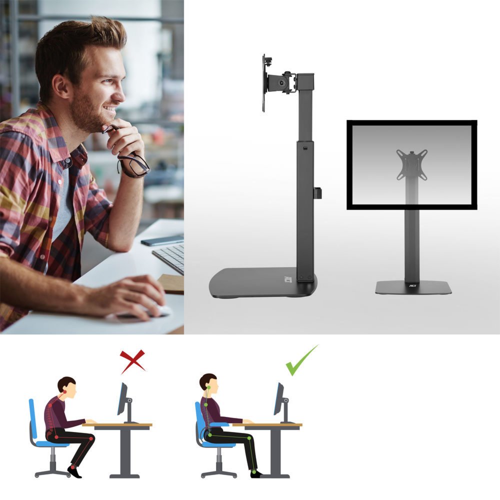 ACT AC8331 | In Hoogte Verstelbare Monitor-bureausteun | Tot 32" | Max 7kg | VESA 100x100 | 1 Monitor - Afbeelding 7