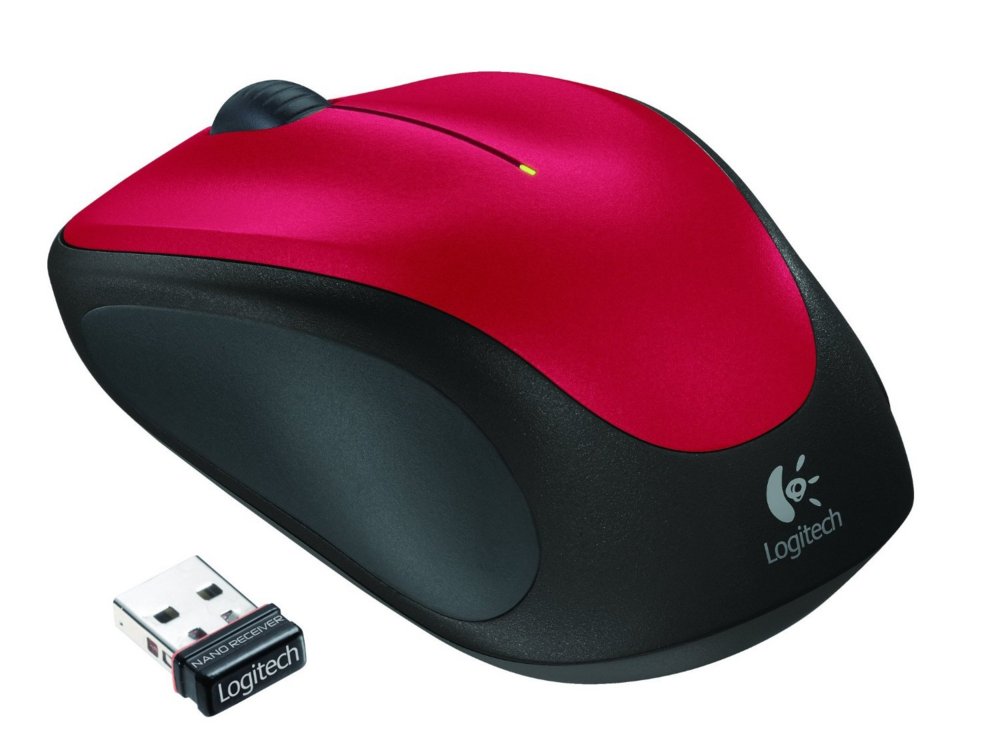 Logitech M235 | Draadloze Muis | Links- en Rechtshandig | RF | 1000 DPI | Rood/Zwart