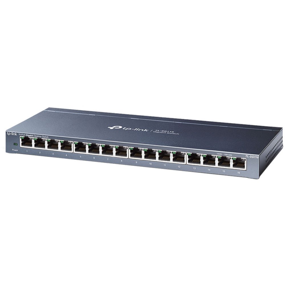TL-SG116E | 16-poorts Gigabit Easy Smart Switch | QoS/VLAN/IGMP Snooping | Plug-and-play | Metalen behuizing
