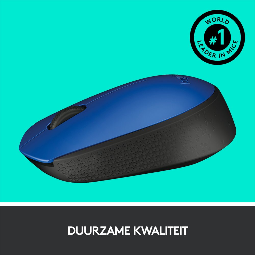 Logitech M171 | Draadloze Muis | Links- en Rechtshandig | RF | 1000 DPI | Zwart/Blauw - Afbeelding 11