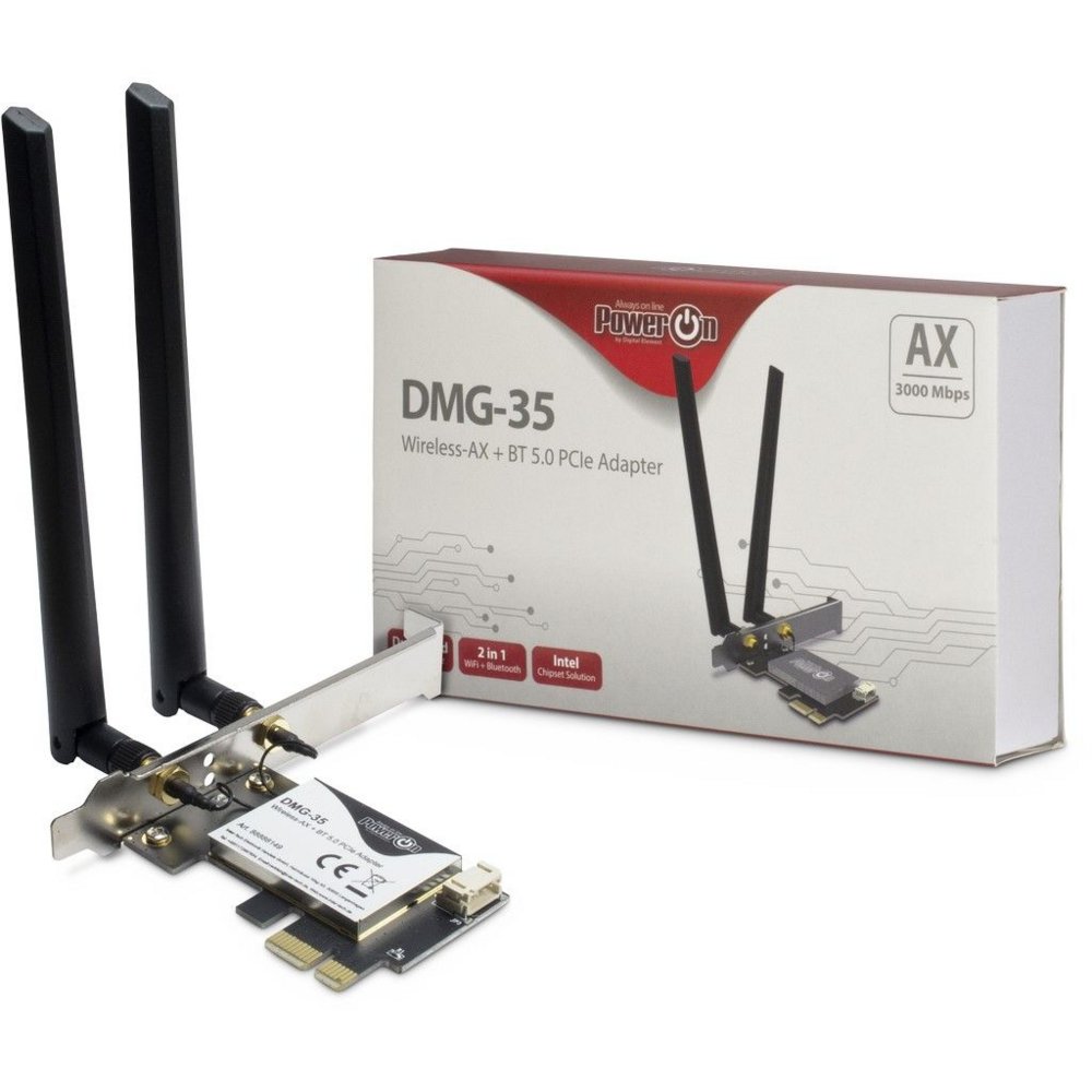 Inter-Tech DMG-35 | Wi-Fi 6 & Bluetooth 5.0 PCIe Adapter | 3000 Mbps | Dual-band (2,4 GHz / 5 GHz) | Intel AX200 Chipset | PCIe x1 - Afbeelding 5