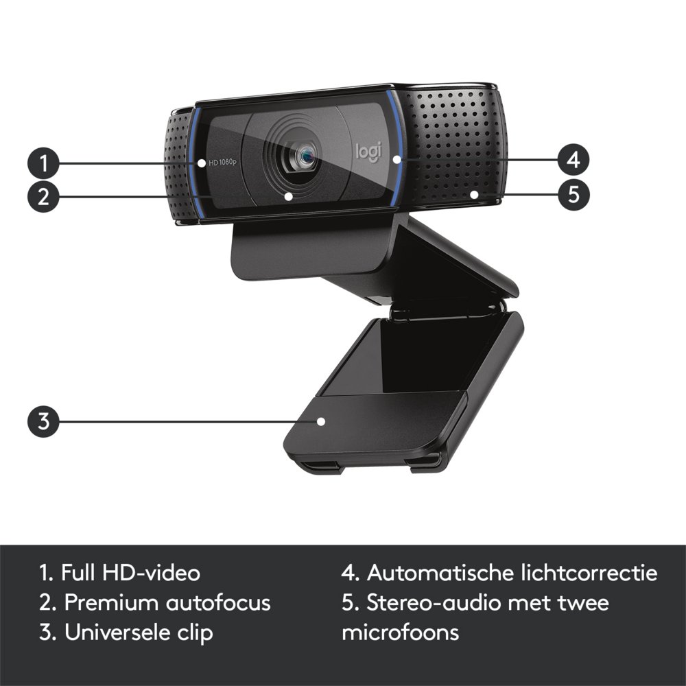 Logitech C920 HD | 1080p 30FPS USB Webcam | Met Microfoon - Afbeelding 7