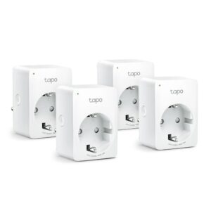 TP-Link Tapo P100 (4-pack) | Slimme Wi-Fi-stekker | 2300W | Spraakbesturing | Schema & Timer | Compact ontwerp | Wit