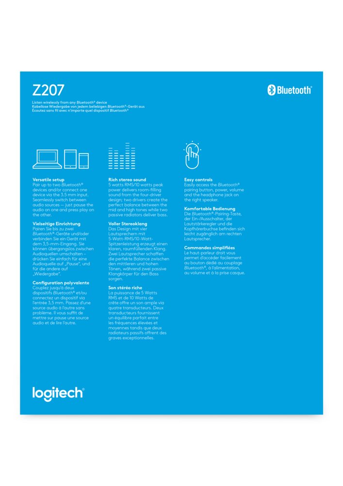 Logitech Z207 | 2.0 Luidsprekerset | Bluetooth en 3,5mm | Zwart/Wit - Afbeelding 11