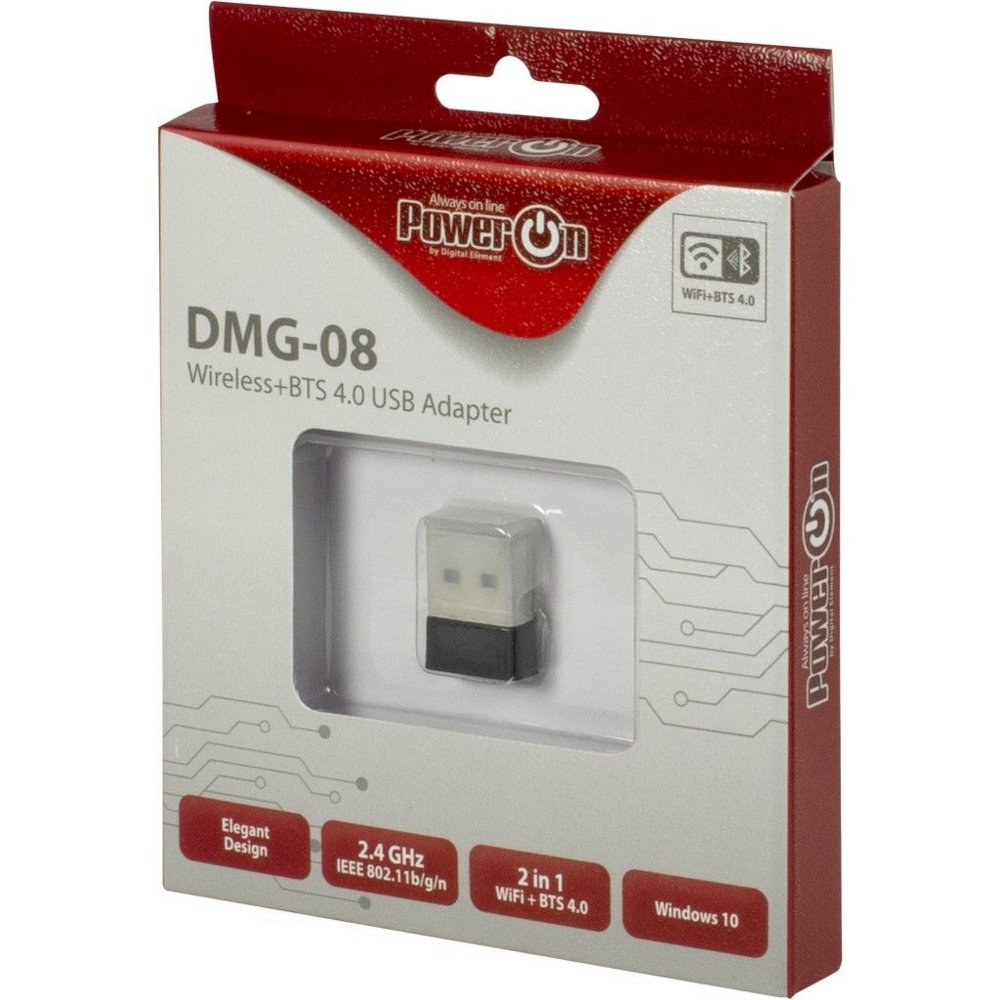 Inter-Tech DMG-08 | Wi-Fi 4 & Bluetooth 4.0 USB Adapter | 150 Mbps | 2,4 GHz | USB 2.0 | Zwart - Afbeelding 4