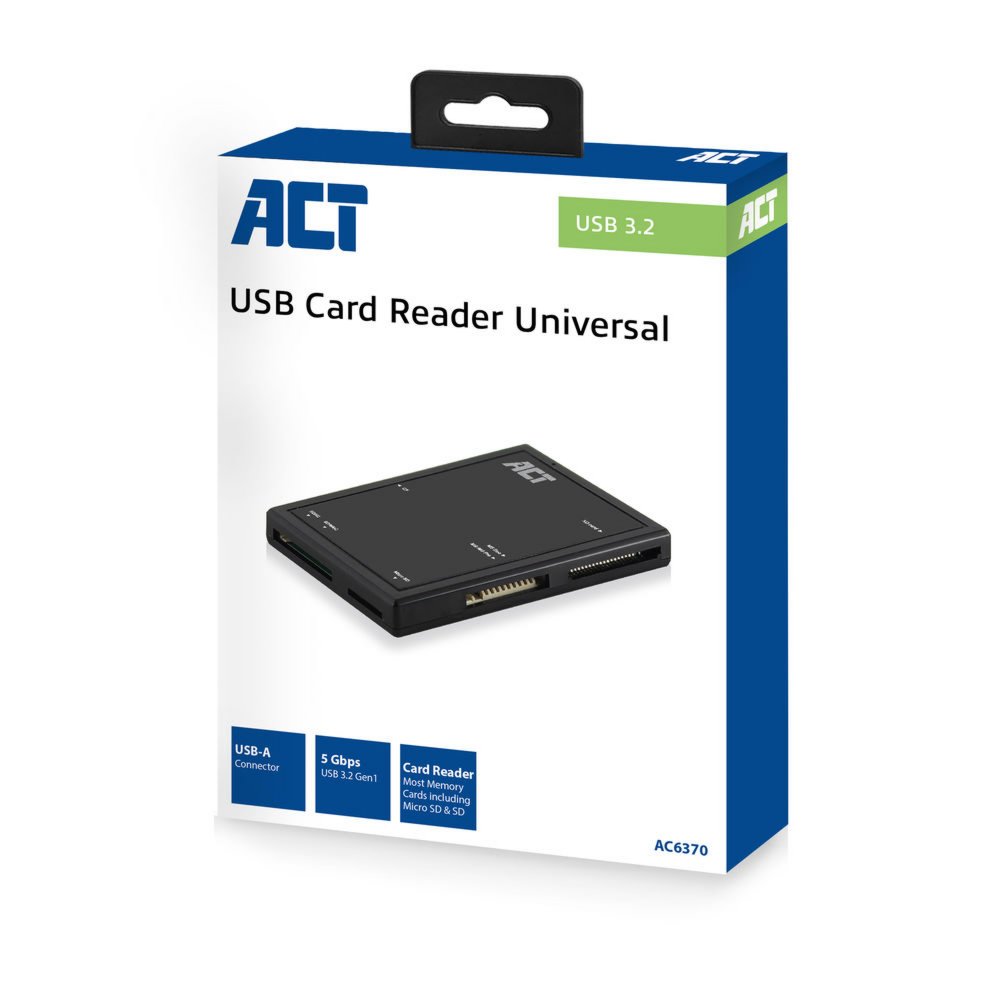 ACT AC6370 | USB 3.2 Gen1 Geheugenkaartlezer | Type-A | Zwart - Afbeelding 4