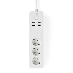 Nedis | Wi-Fi Slimme Stekkerdoos | 4 Stopcontacten | 2 USB-poorten | Wit