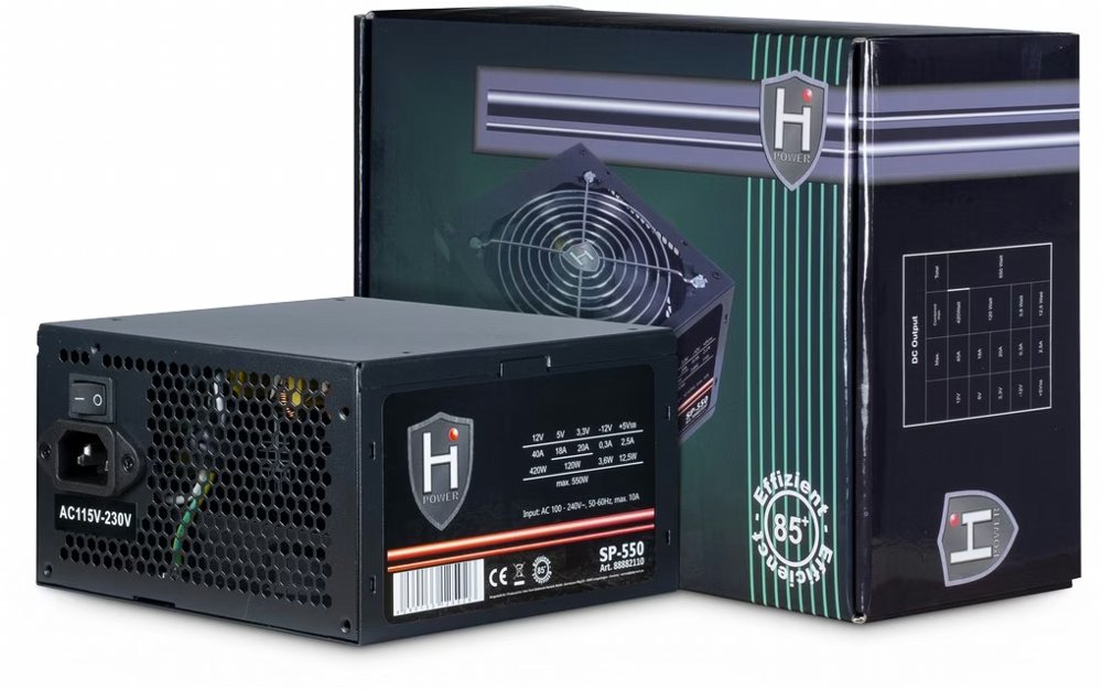 Inter-Tech HiPower SP-550 | 550 Watt ATX PSU | Niet Modulair | Power Supply | Voeding - Afbeelding 2