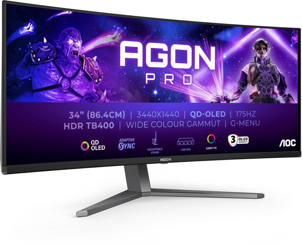 AOC AGON PRO AG346UCD - Ultrawide Curved OLED Gaming Monitor - HDR400 - 175hz - 34 inch REFURBISHED A-GRADE