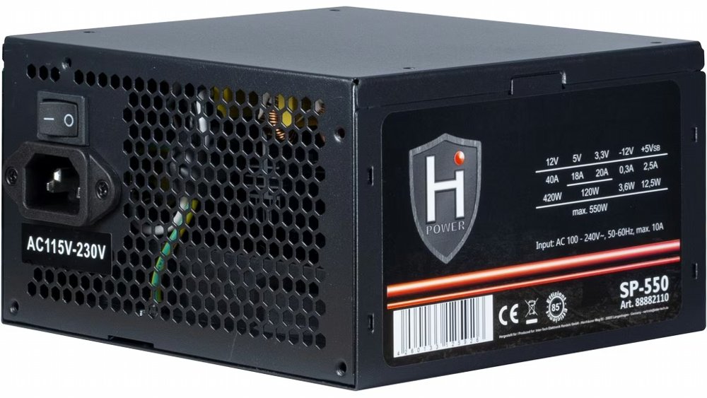 Inter-Tech HiPower SP-550 | 550 Watt ATX PSU | Niet Modulair | Power Supply | Voeding - Afbeelding 4