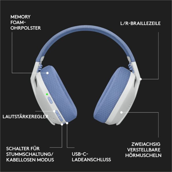 Logitech G G435 Headset Draadloos Hoofdband Gamen Bluetooth Wit - Afbeelding 29