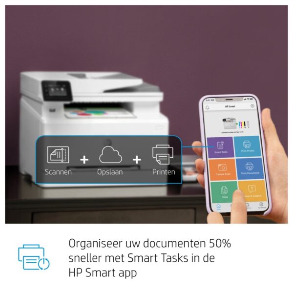 HP Color LaserJet Pro MFP M283fdw, Printen, kopiëren, scannen, faxen, Printen via USB-poort aan voorzijde; Scannen naar e-mail; Dubbelzijdig printen; ADF voor 50 vel ongekruld - Afbeelding 16