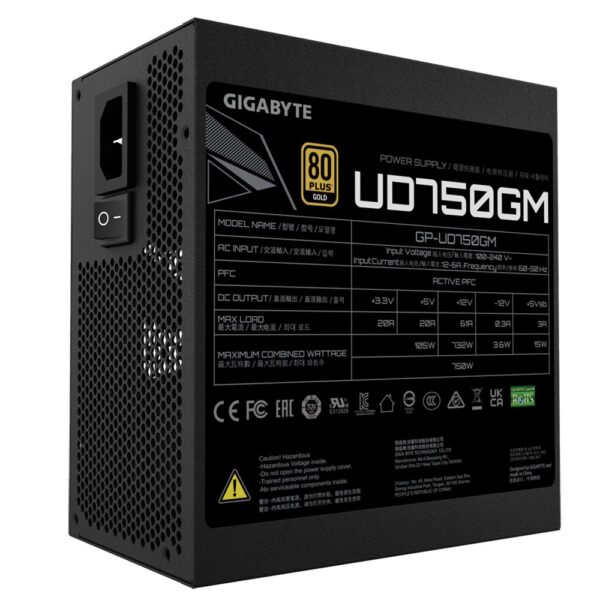 Gigabyte GP-UD750GM power supply unit 750 W 20+4 pin ATX ATX Zwart - Afbeelding 6