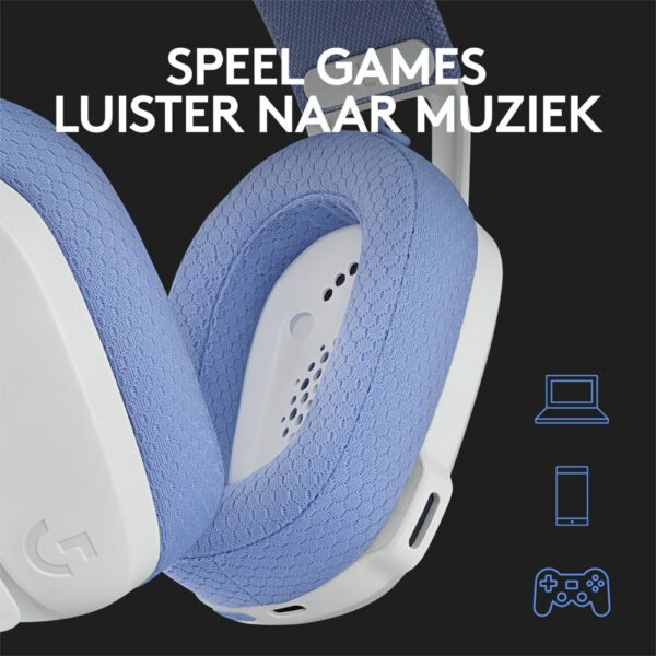 Logitech G G435 Headset Draadloos Hoofdband Gamen Bluetooth Wit - Afbeelding 14