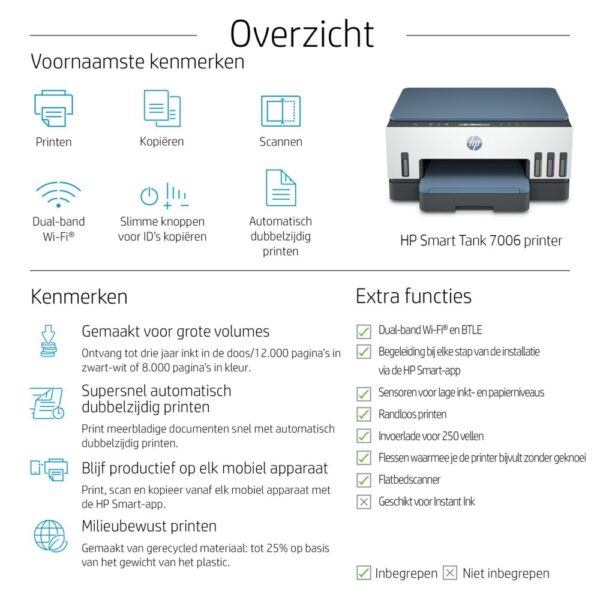 HP Smart Tank 7006 All-in-One, Printen, scannen, kopiëren, draadloos, Scans naar pdf - Afbeelding 24