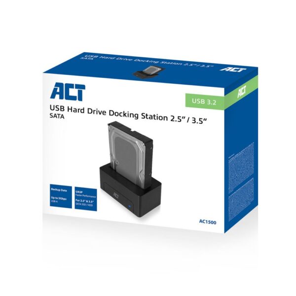 ACT AC1500 basisstation voor opslagstations USB 3.2 Gen 1 (3.1 Gen 1) Type-A Zwart - Afbeelding 6